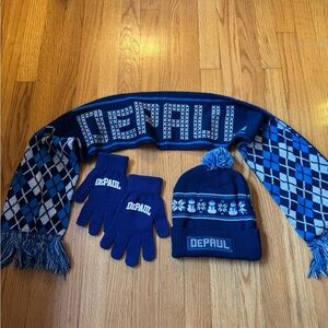 DePaul Blue Winter Set - Scarf, Hat, Gloves
